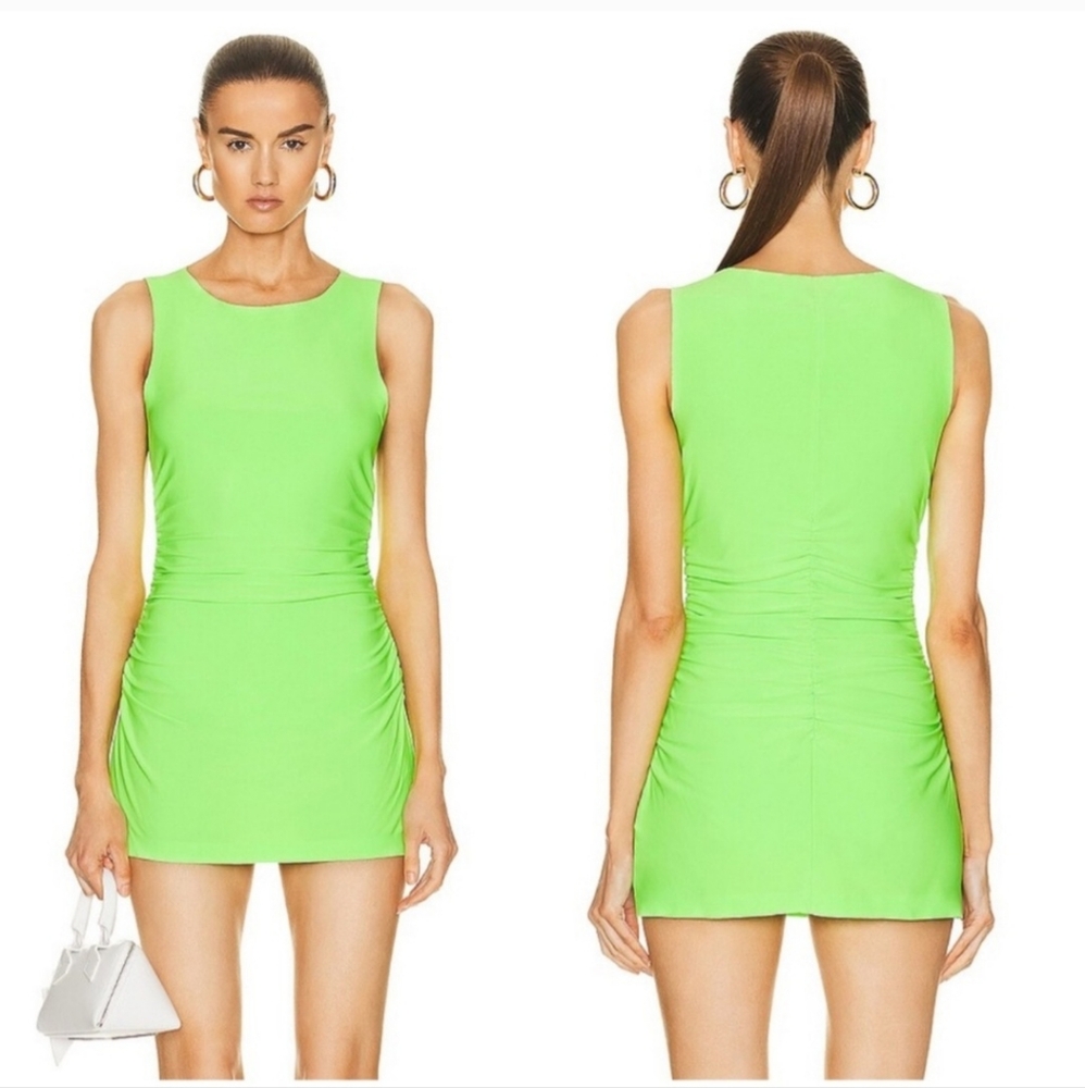 Norma Kamali Neon Green Sleeveless Pickleball Minidress